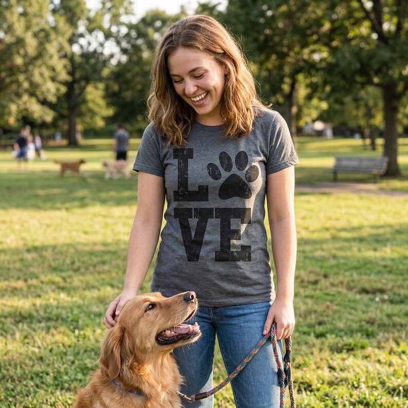 Love Dog Paw Print Shirt, Funny Dog Owner Gift image 3