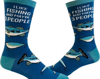 Funny Dad Socks, I Like Fishing Maybe 3 People Socks, Funky Fishing Socks, Fisherman Gifts Under 15, Fish Socks Man, Compression Socks