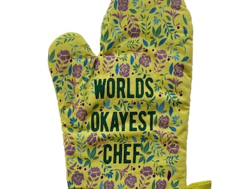Lustiger Topflappen mit Blumenmuster, Aufschrift: „Weltbester Koch“, Geschenkidee für Gastgeber