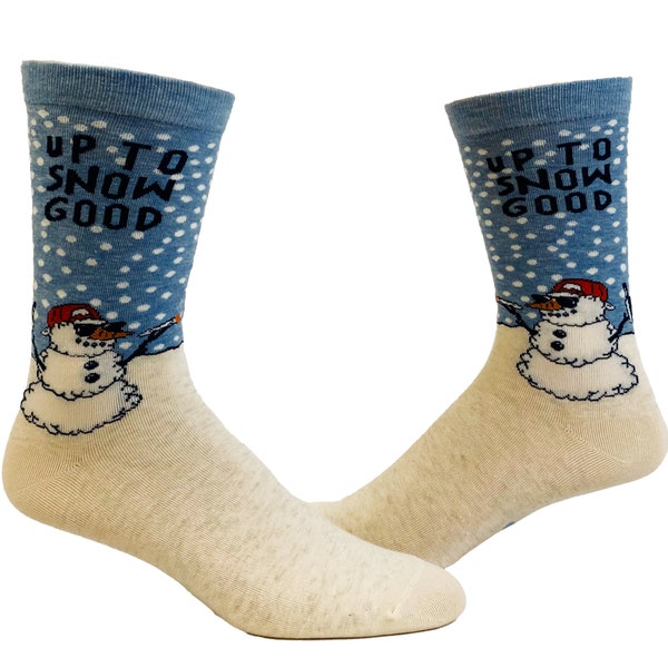 Weihnachtssocken, Erwachsene Weihnachtsstimmungssocken, Herrensocken, Festliche Wintersocken, Up To Snow Good, Schneemannsocken