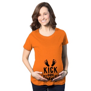 Kick Or Treat Baby Shirt, Halloween Pregnancy Gift, Funny PLUS SIZE Baby Due Date Maternity Shirt, Expecting Mom To Be Shirt, Cute Halloween image 1