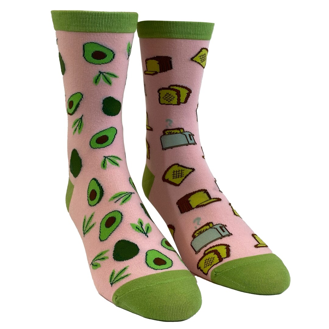 Women's Food Socks, Avocado Toast Socks, Millennial Socks, Avocado
