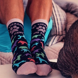 My Therapist Has Paws Socks, Cat Lover Gifts, Dog Lover Gifts, Womens Novelty Socks, Cute Dog Socks, Funny Socks Women, Crazy Cat Lady