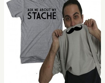 Mustache Flip Shirt, Ask Me About My Shirt, Mens Mustache TShirt, Mustache Shirts, Movember Shirts, Bucks Stag Party Shirts