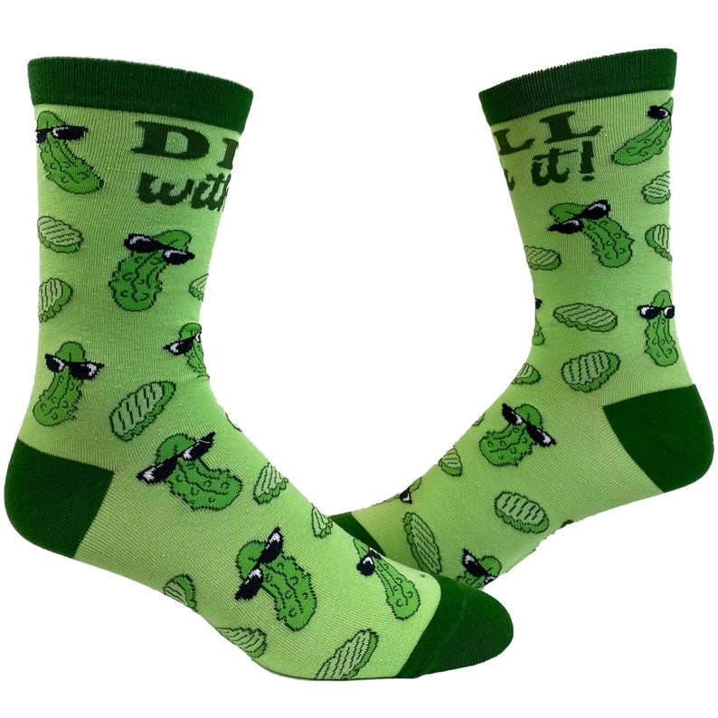 Dill With It Pickle Socks Funny Womens Mens Socks Youth image 4