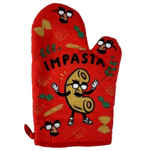 Impasta, Imposter, Pasta Lovers Oven Mitt, Housewarming Gift, Christmas Gift, Hostess Gift, Funny Oven Mitts, Foodie, Noodles