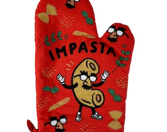 Impasta, Imposter, Pasta Lovers Oven Mitt, Housewarming Gift, Christmas Gift, Hostess Gift, Funny Oven Mitts, Foodie, Noodles