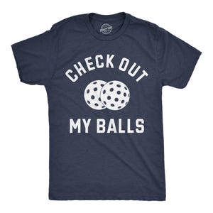 Sprawdź moje piłki, koszulki do pickleballa, koszulka sportowa męska, koszula męska, śmieszna koszulka męska, śmieszny T-shirt, prezenty dla miłośników pickleballa, prezenty dla taty