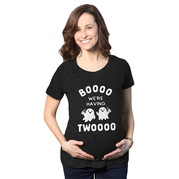 Halloween TWINS Maternity Shirt, Ghost Maternity Shirt, Halloween Pregnant Gift, Halloween Costume Pregnant, Having Twooo, TWINS Il_570xn