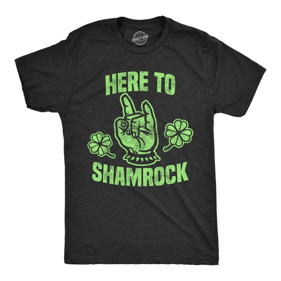 Here To Shamrock, Saint Patricks Day Shirt, Shenanigans Shirt, Rock and Roll Shirt, Shamrock Shirt Mens, Metal Head, Funny Shirts Mens Il_570xn