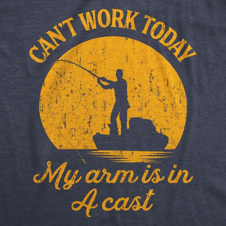 Funny Fishing T-Shirt, Fisherman Gift, Arm Cast Graphic Tee image 5