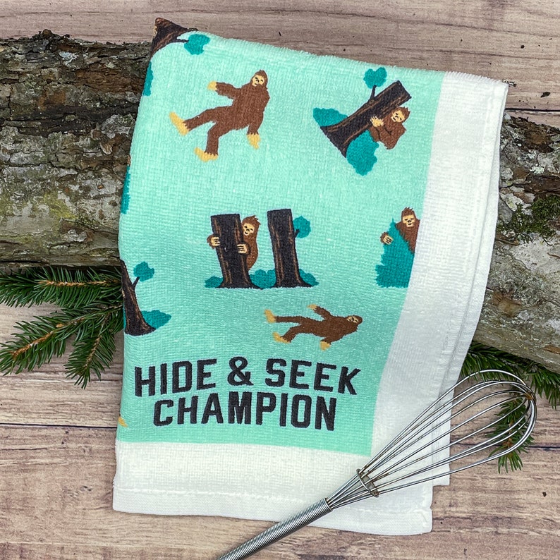 Crazy Dog T-Shirts Bigfoot Hide And Seek Tea Towel - Thumbnail 3