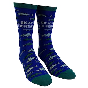 Funny Dad Socks, OKayest Fisherman Socks, Funky Fishing Socks, Fisherman Gifts Under 15, Fish Socks Man, Dad Socks, Angler Socks