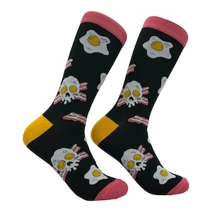 Groomsmen Socks, Funny Food Socks, Eggs And Bacon Skull Socks, Funky Socks, Mens Novelty Socks, Cool Mens Socks, Foodie Socks, Skull Socks
