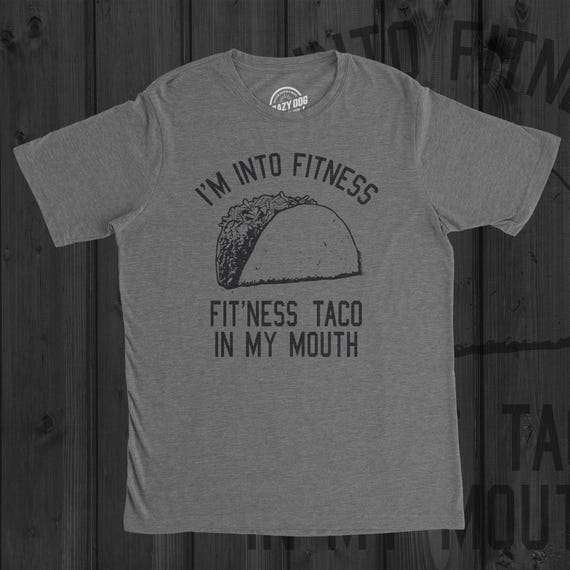 Funny Fitness Taco T-Shirt, Mens Foodie Tee