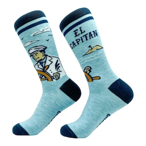 Funny Dad Socks, El Capitan Socks, Funky Boating Socks, Gifts Under 15, Boat Socks Man, Dad Socks, Rude Socks, Sunglass Socks, Boat Captain