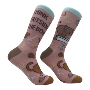 Calcetines de gato divertidos: calcetines novedosos "Piensa fuera de lo común"