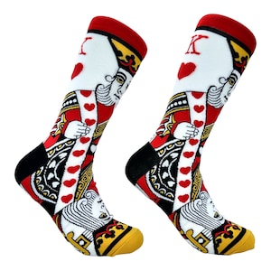 Skarpetki męskie King Of Hearts, Skarpetki sarkastyczne, Skarpetki wulgarne, Skarpetki pokerzysty, Skarpetki królewskie, Skarpetki drużbów, Skarpetki funky, Karty do gry