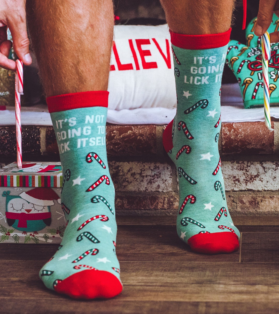Christmas Socks, Adult Christmas Socks, UNISEX Socks, Not Going to Lick Itself Socks, Festive 