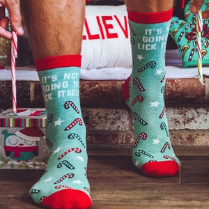 Christmas Socks, Adult Christmas Socks, UNISEX Socks, Not Going To Lick Itself Socks, Festive Socks, Christmas Gift, Candy Canes