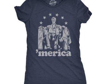 Abraham Lincoln 'Merica T-Shirt, 4th of July Party Shirt