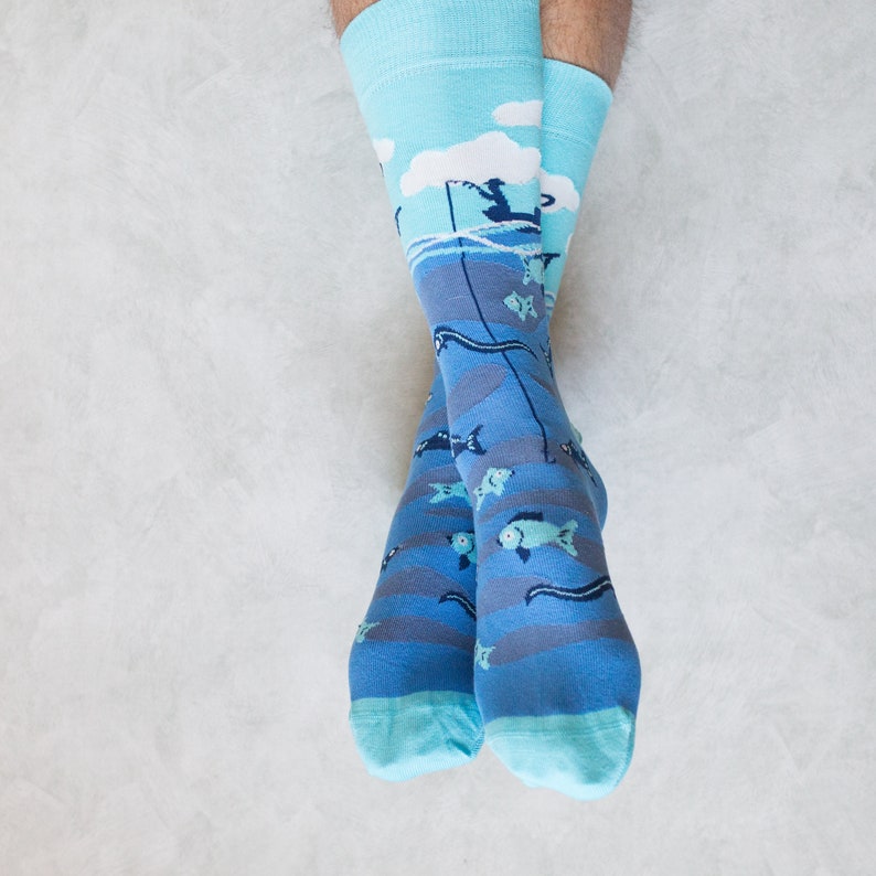 Funny Dad Socks Eat Sleep Fish Repeat Socks Funky Fishing Etsy
