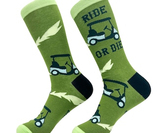 Ride Or Die Golf Cart Socks, Funny Embroidered Golfing Socks
