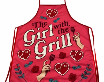 The Girl With The Grill Cooking Apron, Funny Foodie Gift