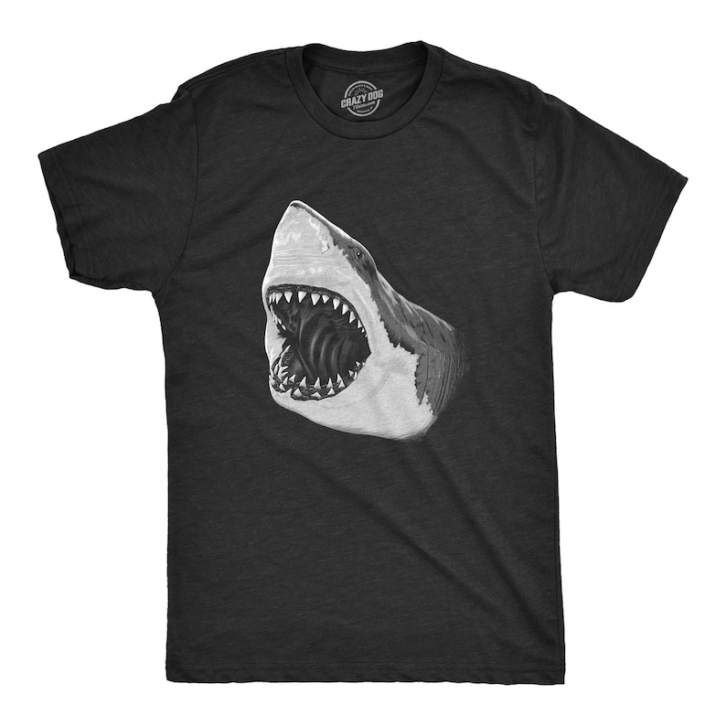 Great White Shark Shirt Mens Shark T Shirt Big Jaws Shirt Etsy