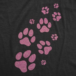 Pink Glitter Dog Paw Print Shirt, Women's Dog Owner Gift image 3