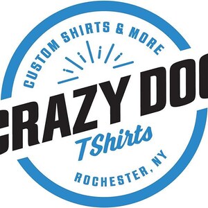 a logo for a company called "Crazy Dog Tshirts".
