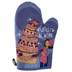 Artist At Work, Young Baker, Housewarming Gift, Christmas Gift, Hostess Gift, Funny Oven Mitts, Gifts for Young Bakers, Cute Oven Mitts