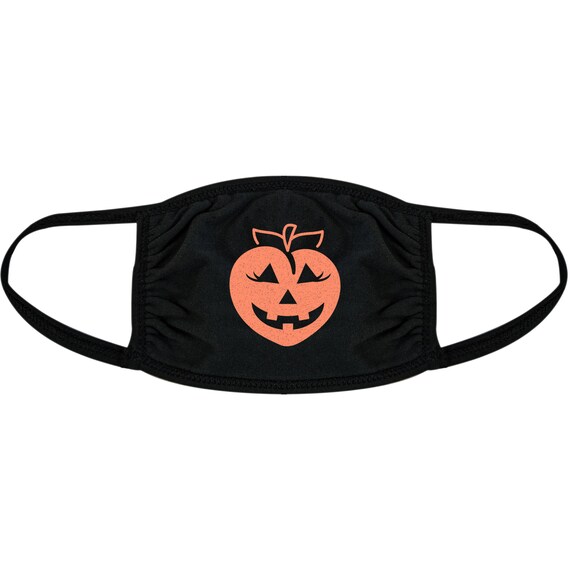 Peach Jack O Lantern Face Mask Adult BLACK 100% Cotton High Quality Reusable Face Masks, Inappropriate Masks, Halloween Masks Il_570xn