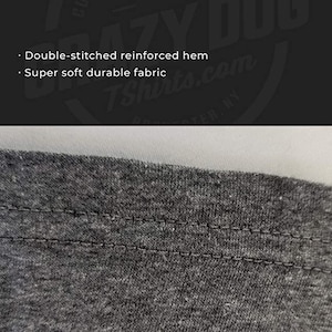 Puede incluir: Primer plano de una tela gris con un dobladillo de doble costura. La tela es suave y duradera.