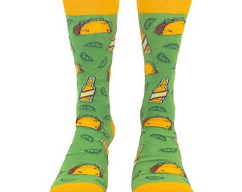 Tacos and Beer Socks, Novelty Embroidered Socks