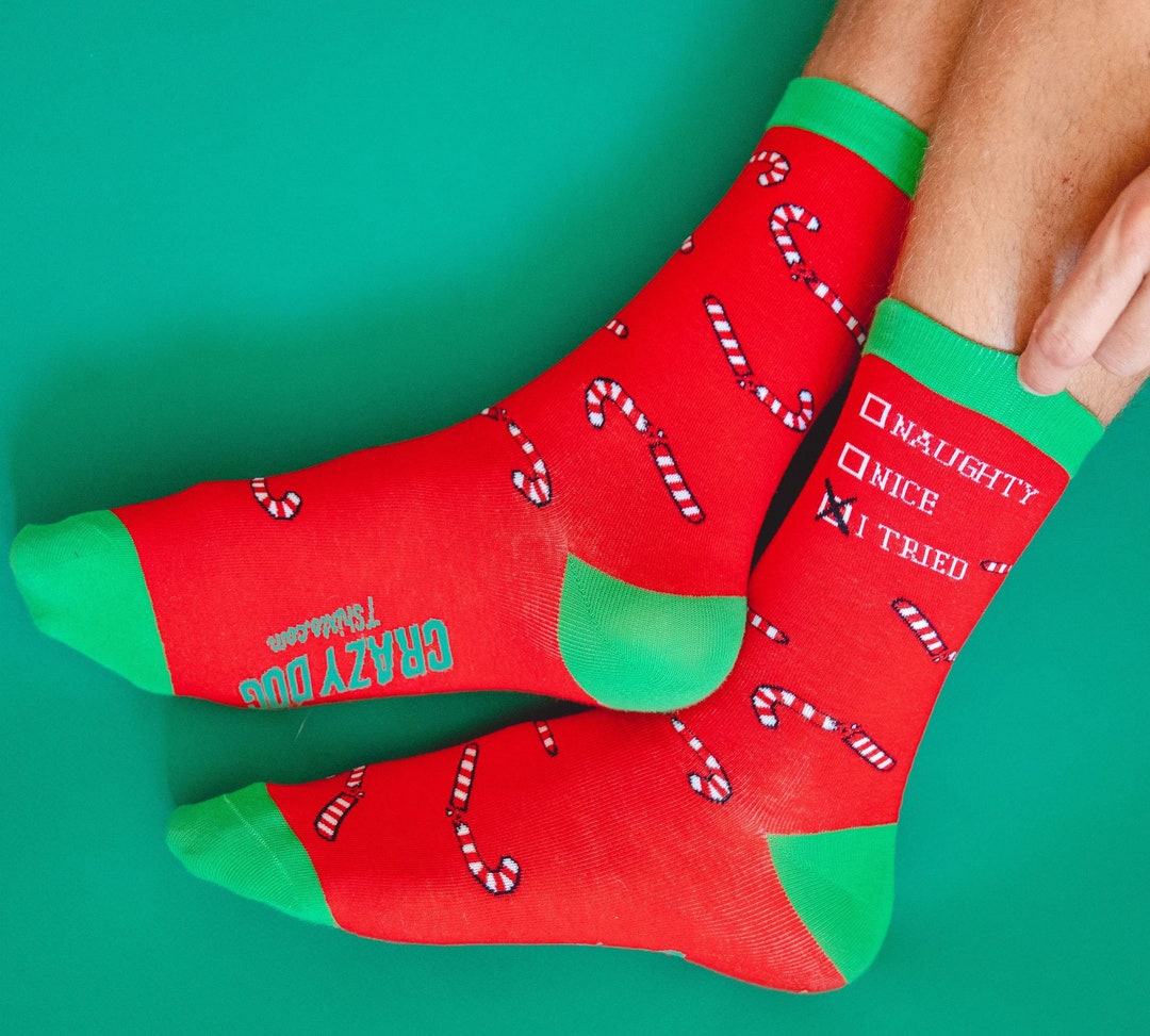 Christmas Socks Adult Christmas Socks UNISEX Socks Naughty - Etsy