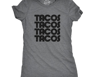 Funny Womens Taco T-Shirt, Retro 80s Style
