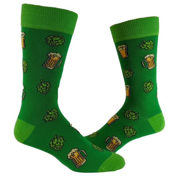 St Patricks Day Socks, Green Socks, Beer and Hops SOCKS, Funny Groomsmen Drinking Socks, Funky Socks, St Patty Socks, Cool Socks Il_570xn