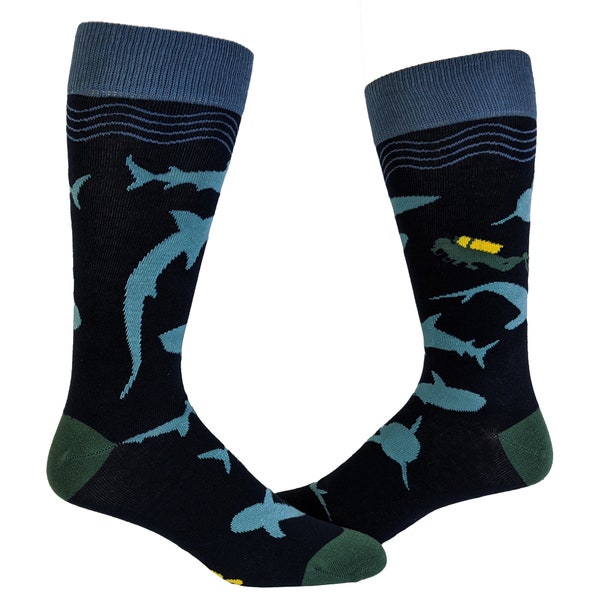 Funny Dad Socks, Scuba Driver Socks, Funky Shark Socks, Shark Lover Gifts Under 15, Diving Socks, Funny Groomsmen Socks, Joke Socks