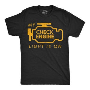 T-shirt med motorvarningslampa, rolig mekanikertröja, bilkillepresent till pappa