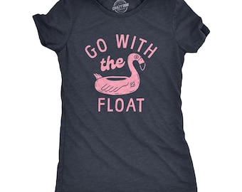 Pink Flamingo Pool Float Shirt, Summer Womens Top