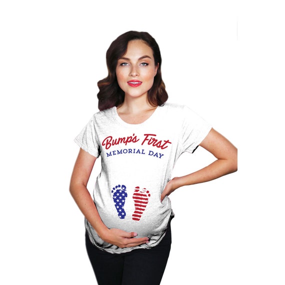 Cute Maternity Shirt, 4th July Maternity Shirt, Funny Maternity Shirt,  Independence Day Pregnancy Announcement, Bumps first 4th of July by  CrazyDog T-shirts