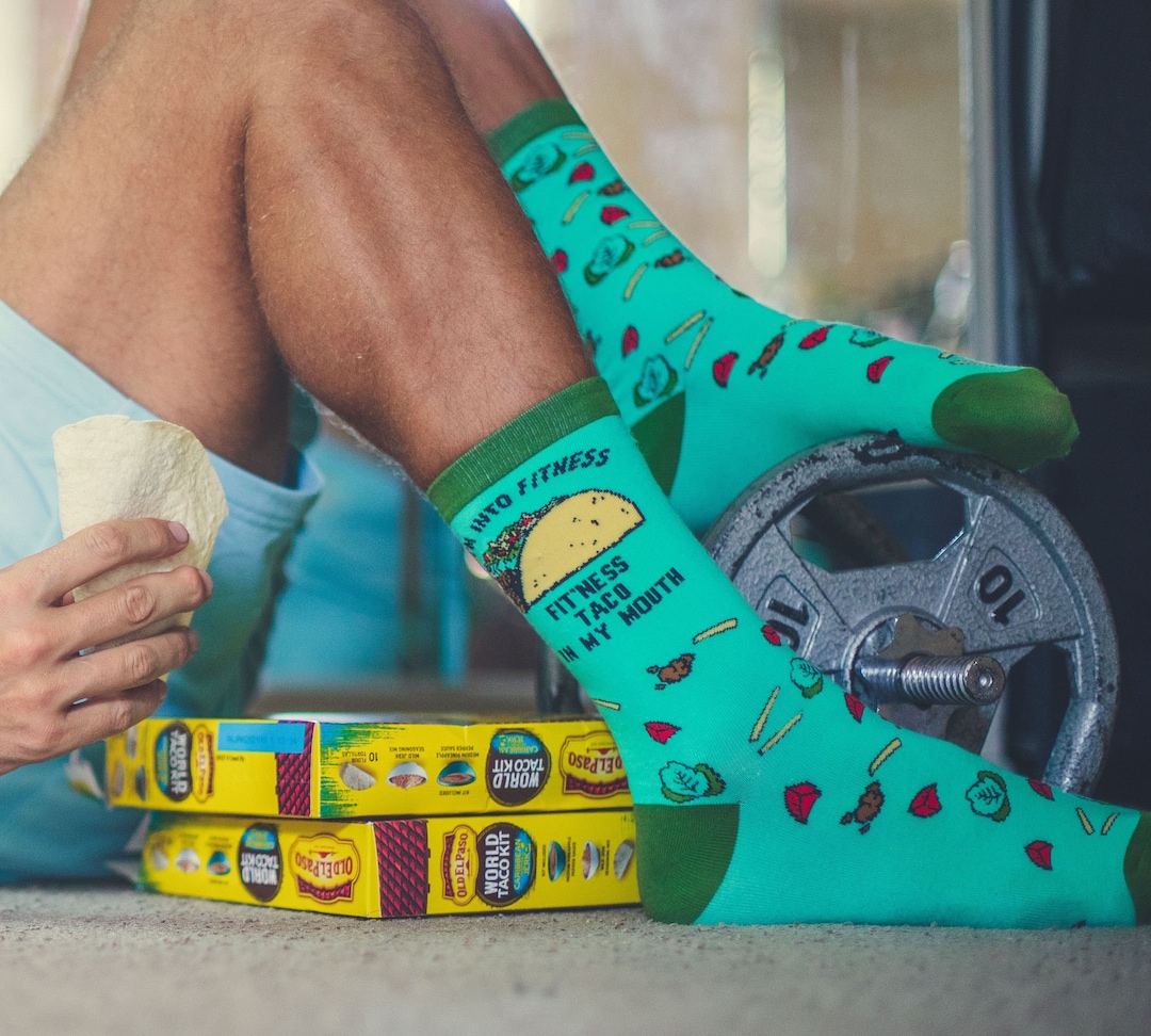 Groomsmen Socks, Funny Taco Socks, Fitness Taco Mouth Socks, Funky Socks, Mens Novelty Socks