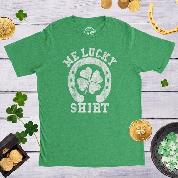 St Patricks Day WANNA GET A LIL LUCKY Men XLarge Green Leprechaun Shamrock Shirt