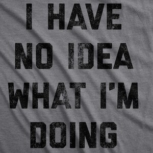 May include: A gray t-shirt with black text that reads "I have no idea what I'm doing".