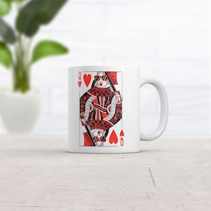 Queen of Hearts Coffee Mug, Poker Player Gift, Funny Work Mug, Cool Coffee Mug, Coffee Mug, Valentine&#39;s Day Mug, Heart Mug, Playing Card Mug