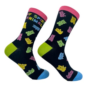 Spirit Animal, Gummy Bear, Meias Gummy Bear, Meias Femininas Bonitas, Meias Doces, Meias Novidades, Cores Neon, Meias Engraçadas Femininas