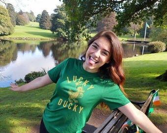 Camiseta irlandesa Lucky Ducky, top de mujer para el Día de San Patricio