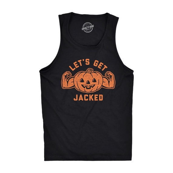 Let's Get Jacked Halloween Tank Top, Mens Funny T Shirt, Pumpkin