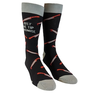 Just The Tip, Funny Halloween Socks, Groomsmen Socks, Funky Knife Socks, Mens Funny Socks, Murder Socks, Death, Compression Socks